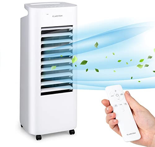 Klarstein Rafraichisseur d'Air Mobile 4 en 1, Refroidisseur d'Air par Evaporation, Mode Nuit, Humidificateur, Ventilateur, Climatiseur Mobile Sans Évacuation et Silencieux, 60W, Débit d'Air 330m³/h