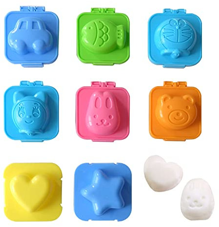 8 Stück Gekochte Eier Formen, Onigiri Form, Sushi Reisform, 8 Verschiedenen Formen, Mould Ausstecher, für Hause Küche Werkzeug DIY Cupcakes Zum Backen (Zufällige Farbe)