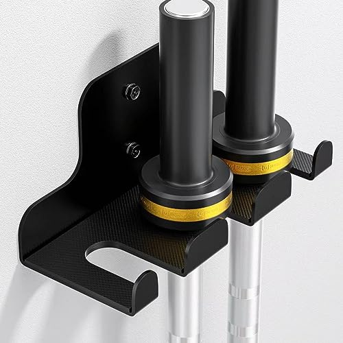 JNIHEEP Soporte para barra de gimnasio de garaje con 3 puntas, barras olímpicas, barras de curls, cadenas, banda de resistencia, etc., sostiene barras de menos de 33 mm (negro)