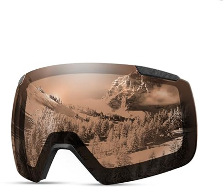 OutdoorMaster Ski Goggles Heron Replacement Lens, Magnetic Easy Lens Swap, Anti-fog, OVP Lens Wide Feild of Vision, Polarized Brown Vlt 25%
