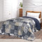 Tagesdecke Patchworkdecke Mellow Blue im Vintage Design, Einzelbett Bettüberwurf im Patchwork Stil, 140x210 cm