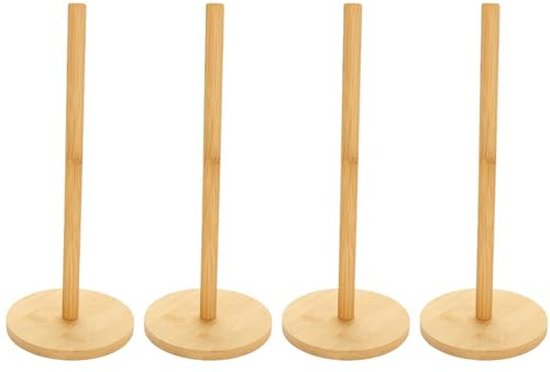 MUXHEL 4 Pcs Wood Paper Towel Holder, Wooden Paper Towel Holder Stand, Non-Slip Countertop Standing Paper Ribbon Holder for Paper, Tape and Ribbon Storage Organizer