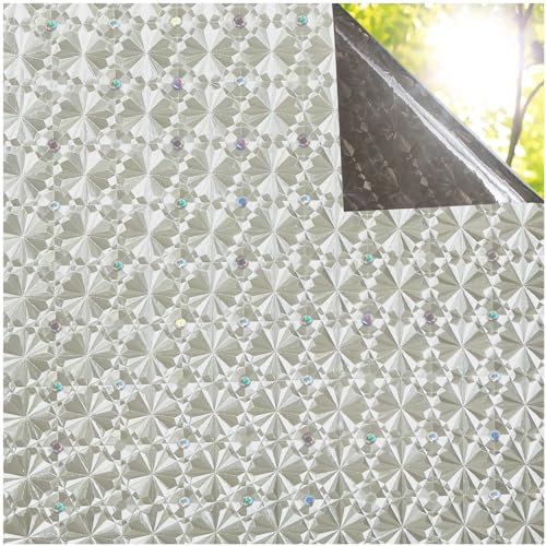 Lifetree Lámina opaca para ventana de cristal esmerilado, autoadhesiva, protección solar 3D, protección de privacidad, anti-UV para cocina, baño y oficina, 45 x 200 cm