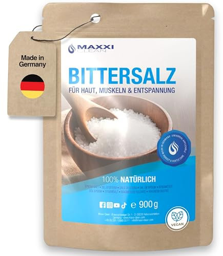 Maxxi Clean | 900 g di sale Epsom altamente puro | Sale da bagno per benessere e peeling del corpo | Solfato di magnesio per muscoli, pelle e anima | Magnesio adatto alla cura del giardino