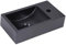 Kleines Gäste-WC Waschbecken aus Premium Quartz, 40x22 cm, Schwarz | Handwaschbecken, Flexible Wand- oder Aufsatzmontage, Hahnloch Links