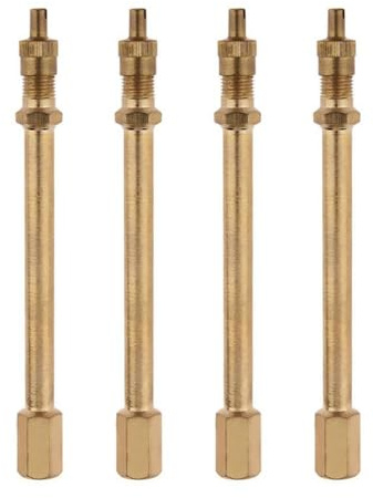 Estensione valvola auto, 4 pezzi, 10 cm, estensione valvola in ottone, prolunga valvola auto, adatto per moto, biciclette, auto, scooter elettrici