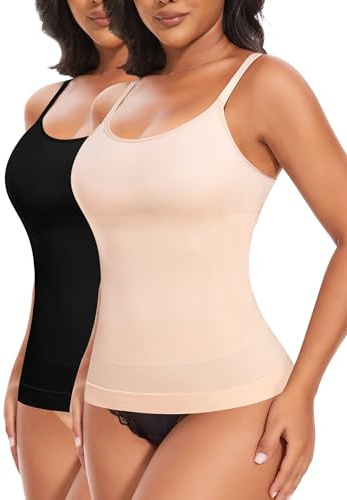 YARRCO Shape - Canottiera da donna per la pancia, shapewear sportiva, canotta modellante, Nero + beige., L