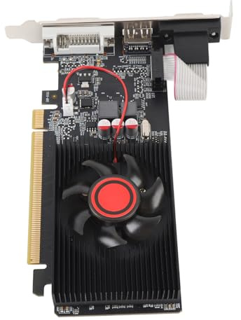 Tarjeta de Video Gráfica de Juegos Tarjeta de Video para VGA PCIe 2.0 DDR3, 220 1GB Fan de Puerto de 64 bits para Escritorio de Juego de Oficina, Tarjetas Gráficas