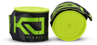 PICSIL Kombat Vendas para Artes Marciales, Cintas de Manos para Boxeo, Muay Thai, Kickboxing, Diseño Unisex (Citrus, 4.5m x 5cm)