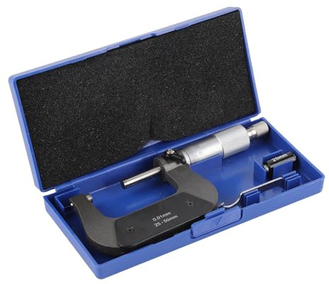 Lvifloae Micrómetro Diámetro exterior Diámetro Chrome Vanadium Bloqueo en espiral de acero Instrumento de medición de 25 a 50 mm Herramientas de diseño