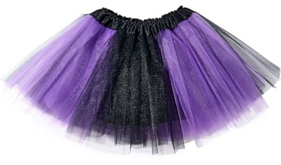 Tutu for Girls,4 Layers Tulle Puffy Skirt, Ballet Skirt Princess Dress Up for Toddler Kids Black and Purple