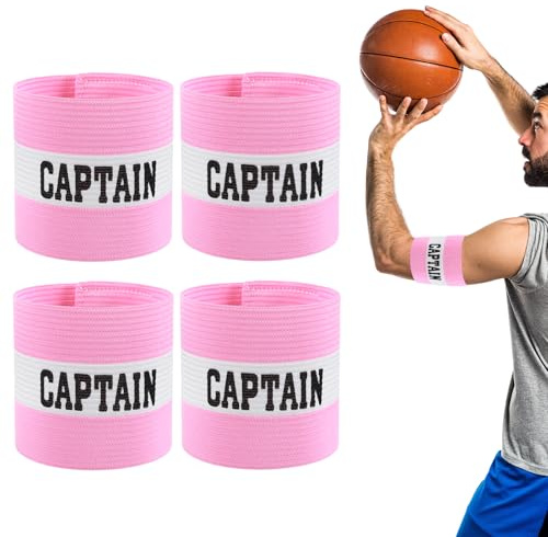 4Pcs Captain Armbands, Captain Arm Bands, Black Adjustable Soccer Captains Armband, Football Rugby Basketball Player Band for Adult Youth Soccer Volleyball Team(Pink)