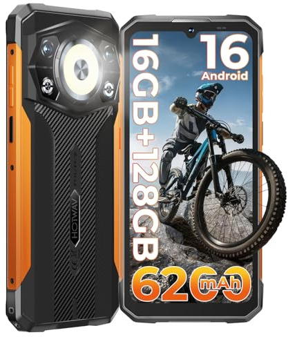 HOTWAV Cyber 17 Movil Irrompible-16GB+128GB(TF 2TB), 120Hz 6,75 HD+ Teléfono Movil Android 16, 6200mAh 20W, 48MP+16MP Cámara, Dual 4G SIM/NFC/OTG/GPS/Linterna de Camping súper Brillante