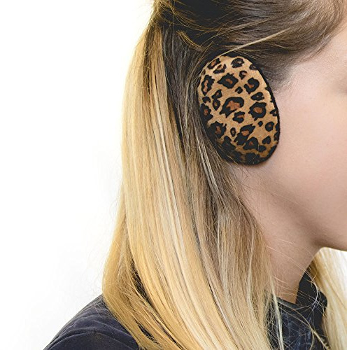 Sprigs Earbags Bandless Ear Warmers/Fleece Earmuffs with Thinsulate - Leopard Print, Medium
