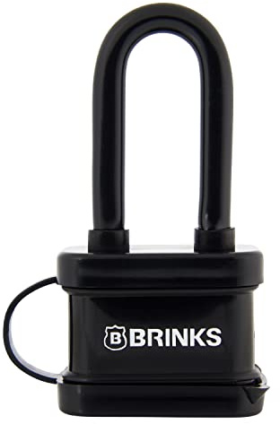 Brinks 172-42051, Lucchetto in acciaio laminato resistente alle intemperie da 40 mm, rivestito in vinile e cromato, con grillo in acciaio temprato da 5 cm, nero