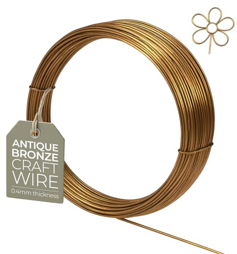 Filo Di Rame Placcato Bronzo Antico 0,4mm (26 Gauge) x 20 m - Antiossidazione Per Gioielli, Scultura, Avvolgimento, Fai Da Te E Creazioni