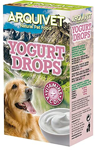 ARQUIVET Yoghurtdroppar 65 gr - snacks för hundar - droppar, godis, priser, belöningar, prydnadssaker för hundar - tilläggsmat, 65,00 g (1 st)