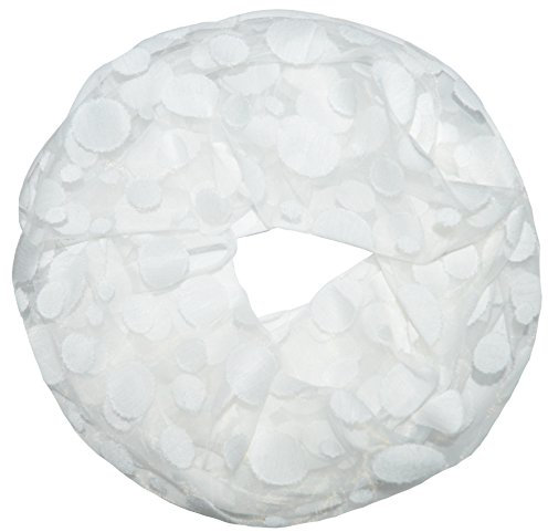 thb Richter Damen Loopschal Schlauchschal Rundschal Punkte Muster mit Spitzen unifarben einfarbig Frühling Sommer Schal Uni Farben Spitze Punkt (Weiß)