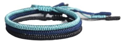 YOUHU Bracelet Corde,Lot De 3 Bracelets D'Amitié Tibétains Bouddhistes Faits À La Main Bleu/Marine/Noir Nylon Corde BFF Bracelets Bracelet Partenaire Lucky Knot
