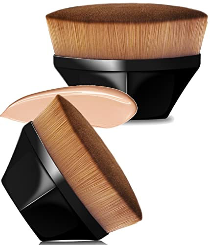 VICKSONGS 2 pezzi Pennello per fondotinta professionale Kabuki pennello fondotinta con scatola [60 g/morbido e leggero], base pennello, professionale Kabuki Brush, pennello trucco fluido (nero)