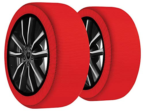 ENERFERO Cadenas de Nieve Para Coche,Cadenas Coche 2Pcs,Cert. EN16662-1,Montaje rápido, Alternativa a las cadenas metálicas Maxima distancia hasta 120 Kilometro (XL)