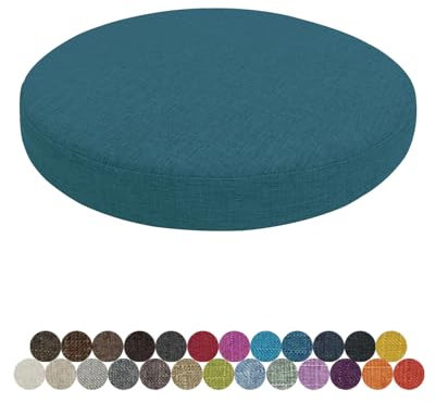 Lsjoaw Rund Sitzkissen Stuhlkissen 30 X 30 X 3CM(1 Pieces) Leinen Sitzpolster Abnehmbares Memory Schaum Runde Sitzauflage für Stuhl Bank Hocker Haus Küche Esszimmer Garten Büro,Navy blau