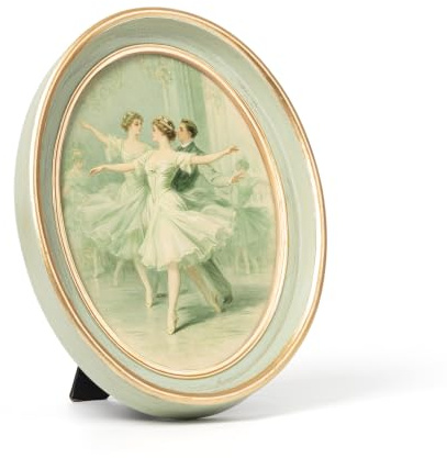 AELS Marco de fotos vintage de 5 x 7 pulgadas, elegantes marcos de fotos antiguos con frente de cristal, exhibición de fotos, colgante de pared de mesa, ideas de regalo, verde salvia ovalado con borde