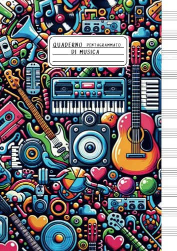 Quaderno Pentagrammato A4 di Musica: 104 Pagine Numerate con 12 Pentagrammi a Pagina - Comodo Indice Iniziale - Formato Grande A4 - Per Bambini e Ragazzi