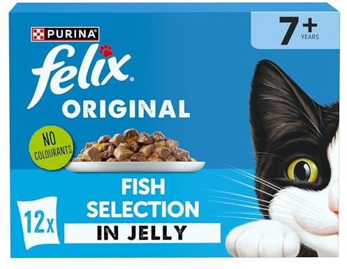 FELIX Original Senior 7+ Fish Selection in Jelly Wet Cat Food 12x85g (Pack of 4)