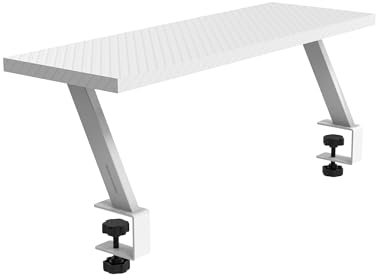 Mars Gaming MGDS, Elevador Monitor, Eleva 17cm, Soporte de Mesa Ergonómico en Acero, Tablero Fibra Carbono 60x20cm, para Escritorios de 10 a 33mm de Grosor, Blanco
