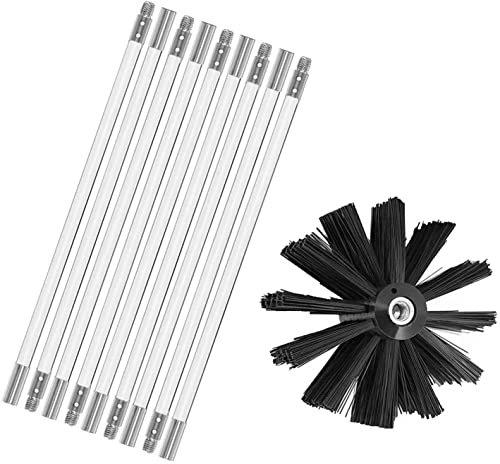 Juego De Varillas De Cepillo For Chimenea, Cepillo For Tubos De Estufa, Cepillo De Limpieza, Cepillo For Chimenea, Escoba For Deshollinador, Escoba For Chimenea, 15 Flexibles(9 Rods,410mm)