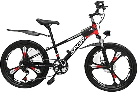 7 Speed Kids Bike, Unisex Mountain Bike, 20” 22 Road Bike, Sport Bicycle, Cycle, Suspension, 7 Gears, Magnesium Wheels, Dual Disc Break, Headlight, Tool Kit, 6 to 12 Year Old New! (22 Inch)