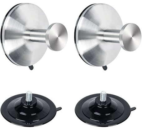 SAYAYO Ganci Ventosa 2 Pezzi Gancio Accappatoio Bagno in Acciaio Inox Argento, Appendi Accappatoio Bagno, Appendi Strofinacci Cucina Ganci per Vetro Piastrelle Specchio, Senza Foratura