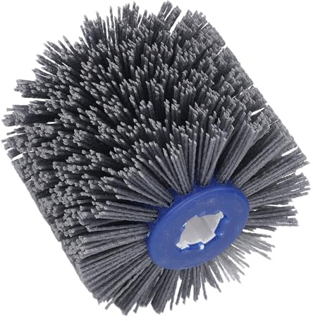 Ruota Abrasiva per Lucidatura 120x100mm, Spazzola in Nylon Grana 80, Tamburo in Fibra per Legno e Metallo