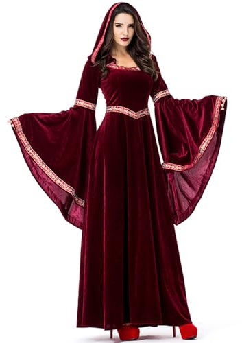 Feynman Costume médiéval pour Enfant Fille - Costume de la Renaissance médiévale - Palais Noble - Robe de Princesse d'halloween - Reine Victorienne - Bordeaux