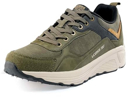 LEOSS ORIGINAL Scarpe da Ginnastica Uomo Scarpe Trekking Uomo Resistenti Stabili Versatili Facili da Pulire Eleganti (Verde, 41 EU, MLE255072-15)