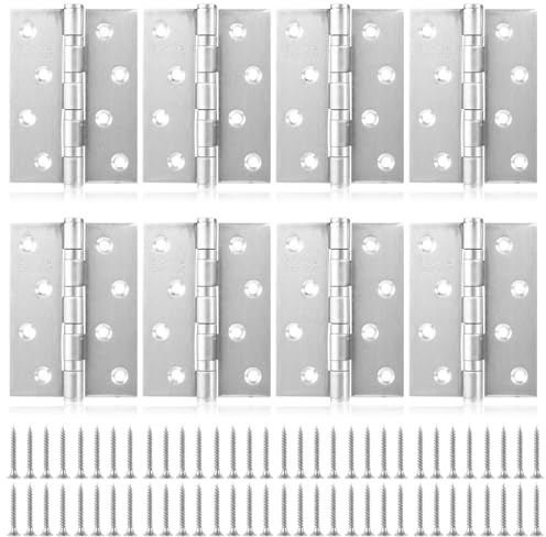 8 Stück Scharniere Klappbar, 100x73x2mm Schwerlastscharnier Edelstahl Schwerlast Scharnier Kugellager Türscharnier Scharnierband mit Schrauben für Holztüren Gartentor Innen Außen