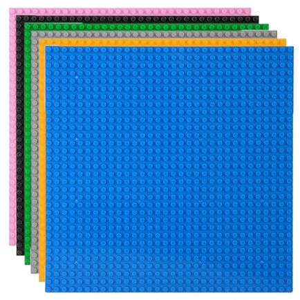 Neuytiky 6 stycken klassiska basplattor för byggklossar, 25,5 × 25,5 cm, med 32 x 32 knoppar, tallriks-set byggplatta kompatibel med de flesta märken, för kreativt spel, pedagogiska leksaker (blandad