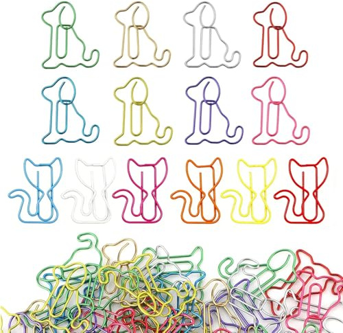 60 Pcs Clips Oficina, Forma Gato Perro, Clip de Papel, Paper Clips, Clips Cartas, Pinzas Papeleria, Carpetas Postales, Para Oficina, Manualidades, Escuela, Hogar