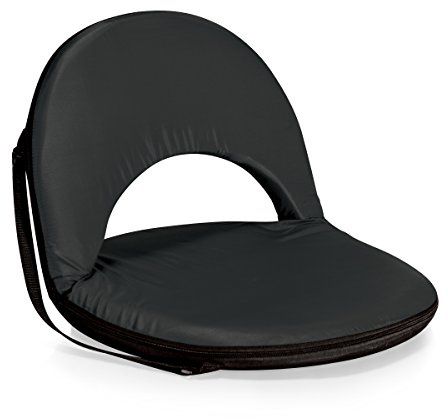 Picnic TIME Oniva Portable Reclining Stadium Seat with Back Support, Folding Bleacher Chairs with Back and Cushion, Thick Padded Bench Seat and Armrest, Includes Six Backrest Positions, (Black)