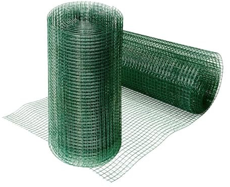 casa pura Grillage Métallique revêtu de vert – Treillis Robuste pour Volières, Vignobles et Clôtures – Maillage Carré 12,7 mm, Fil 1 mm, Anti-Rouille (H50 cm x L5 m)