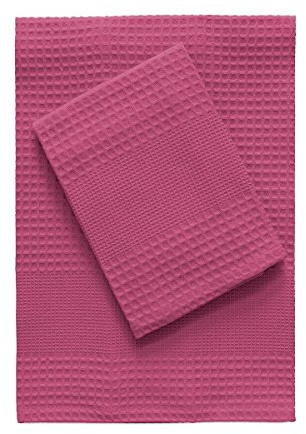 Morbidissimi Set Asciugamani Nido d‘Ape 1+1 Puro Cotone S274 [Fucsia]