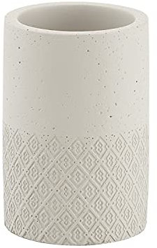 Gedy 11, 5X7,5 CM Grigie G-Afrodite Bagno, Misure e Peso 0,404 kg, Porta spazzolino in Cemento e bambù, Finiture Argento, Design R&S, 2 Anni di Garanzia