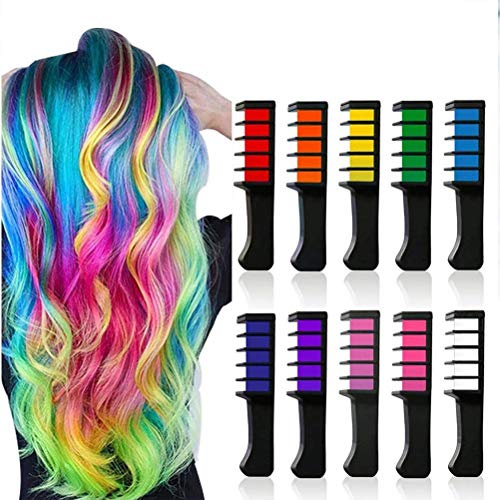 Peine de tinte de pelo desechable Leikance, mini peines temporales de color de tiza para el cabello, 10 colores