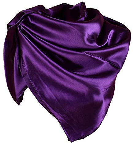 YOFASEN Hijab para Mujeres - Satinado Musulmanas con Velo Pañuelo para la Cabeza Islámico Turbante 90x90cm, Morado oscuro