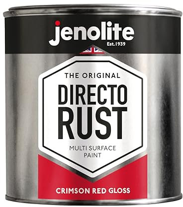 JENOLITE Directorust Crimson Red Gloss - Multi Surface Paint - For Use On Wood, Metal, Plastic, Ceramic & Rusted Surfaces - 1 Litre (RAL 3020)