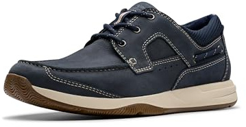 Clarks Zapato náutico Sailview Lace para Hombre, Azul Marino (Navy Nubuck), 40 EU
