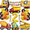 NAOLIU Bagger Geburtstag Deko 2 Jahre, Bagger Luftballon 2. Geburtstag Junge, Luftballon Bagger Kinder 2 Jahre, Bagger Deko Kindergeburtstag 2 mit Tortendeko Baustelle…