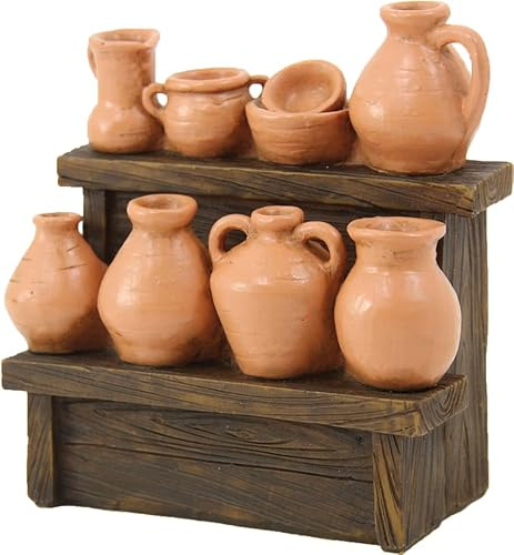 FADEDA Marknadsstativ kannor/höjd: 12 cm/handmålad/detaljerade krubbfigurer – julbord, dekoration, krubbtillbehör
