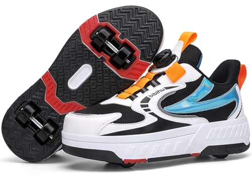 WOWEI Skor med hjul för pojkar flickor skateboardskor sportskor rullskridskor barn vuxna 2-i-1 multifunktionella rullskridskor sneakers med hjul utomhusskor, Bzx T25, 33 EU